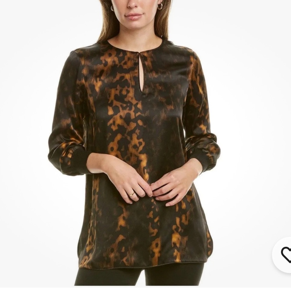NEW Lafayette 148 New York Kelsey silk animal print blouse 100% SILK SIZE S